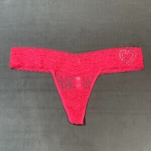 Victoria's Secret PINK 2014 Extra Low Rise Thong Panty Lace Sparkle Heart